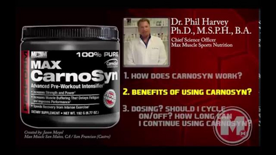 MAX MUSCLE CARNOSYN PRE WORKOUT RESEARCH | BETA ALANINE USE & STUDIES