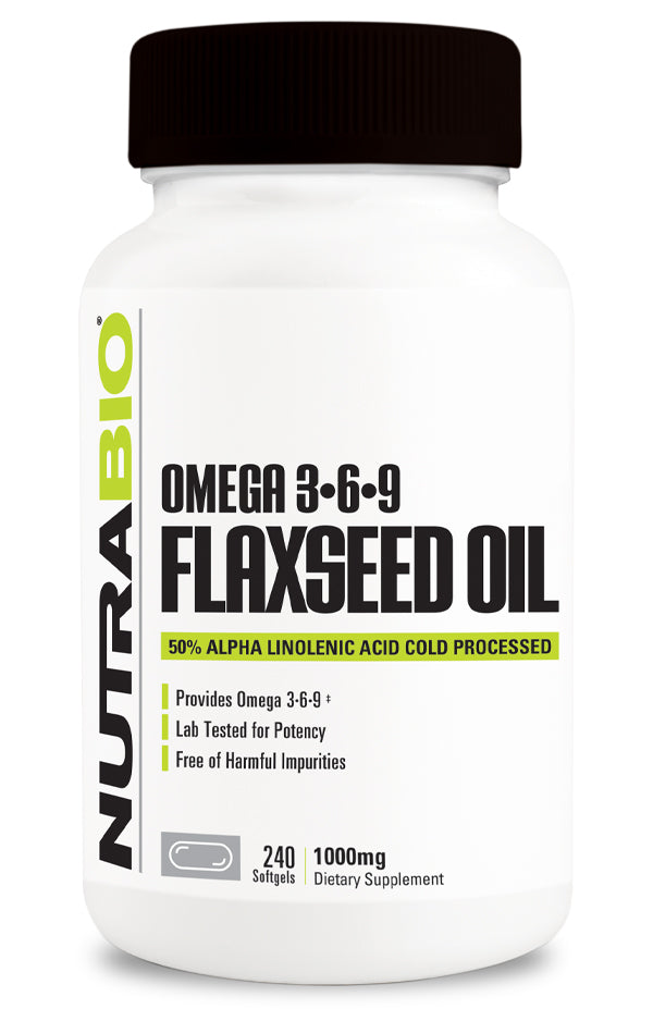 NUTRABIO OMEGA 3-6-9 FLAXSEED OIL DIETARY SUPPLEMENTS - San Mateo Sports Nutrition